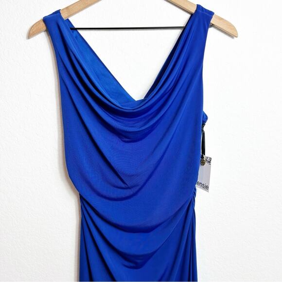 KENSIE WOMEN'S JERSEY BODYCON COWL NECK MINI DRESS COBALT SIZE 6 BRAND NEW - Picture 5 of 9
